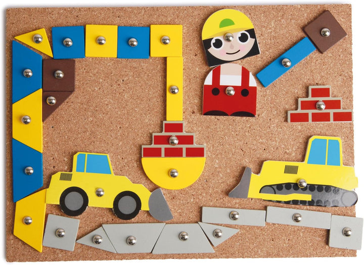 Lena 65828 Hammerspiel, Nagelspiel mit 64 bunten 8 Baustellen Teilen, ca. 28 x 19,5 cm & Hammerspiel