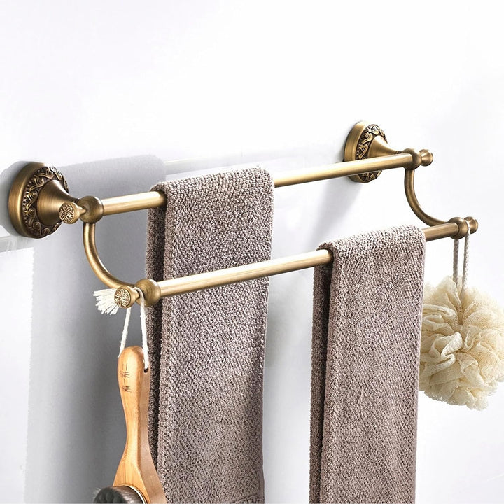 Handtuchhalter, 60 cm Doppel Handtuchstange aus Messing, Antik Handtuchhalter mit Wandmontage - Hand