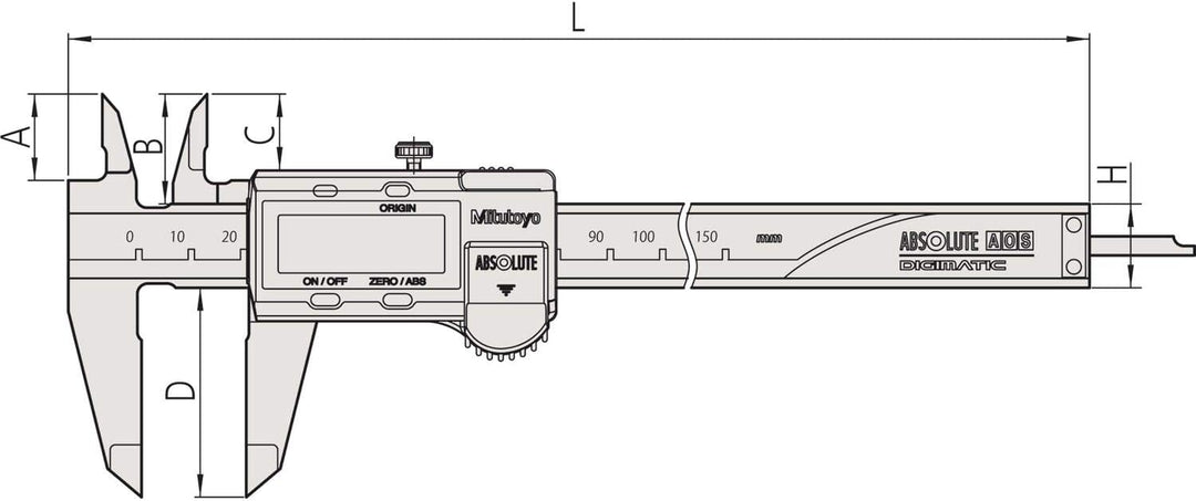 MITUTOYO Digital Messschieber mit Datenausgang DIN 862, ohne Antriebsrolle, Messbereich 0-200 mm, 1