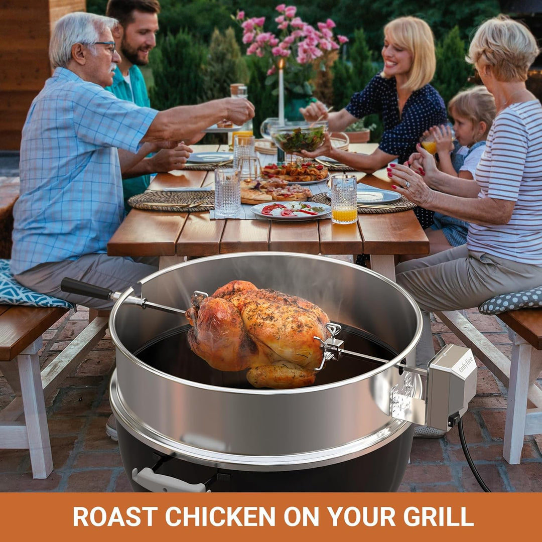 onlyfire Upgrade Edelstahl Grillspiess Set für Weber 57cm Kettle Holzkohlegrill, Inkl. Kohlekörbe un