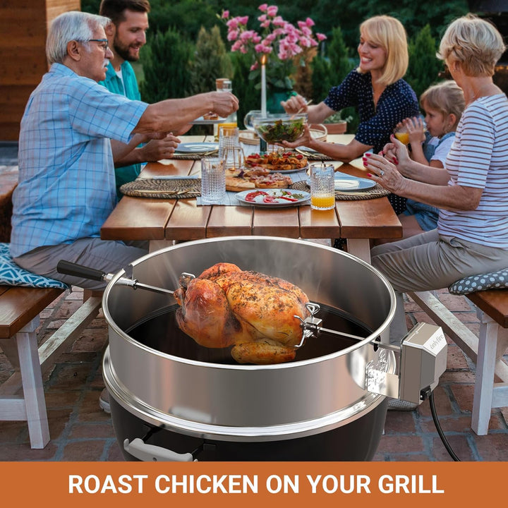 onlyfire Upgrade Edelstahl Grillspiess Set für Weber 57cm Kettle Holzkohlegrill, Inkl. Kohlekörbe un