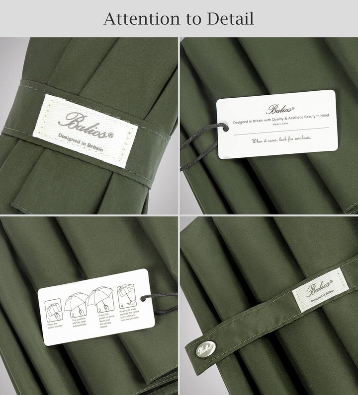 Balios® Regenschirm Mit Echtem Holzgriff -Optional | Auf Zu Automatik | Sturmfest & Windsicher | Tas