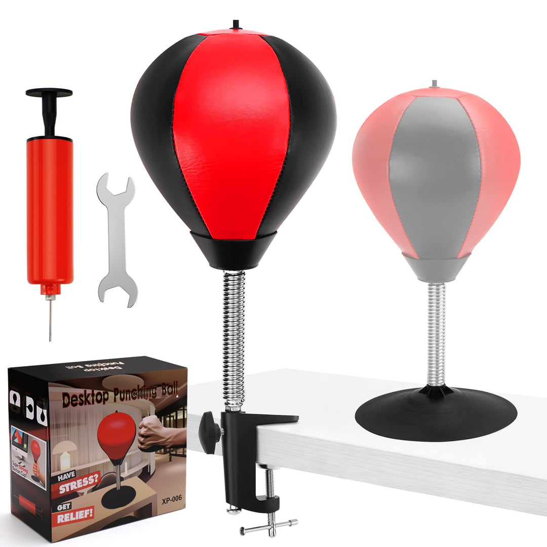 Boxsack Tisch Punchingball Boxen mit Saugnapf und Tischklemme, Anti Stress Boxbirne fürs Büro & Zuha