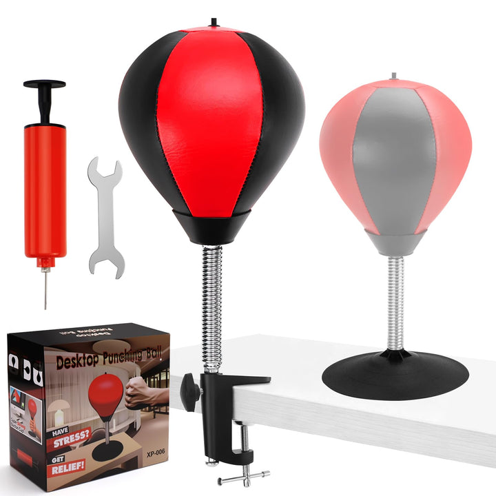 Boxsack Tisch Punchingball Boxen mit Saugnapf und Tischklemme, Anti Stress Boxbirne fürs Büro & Zuha