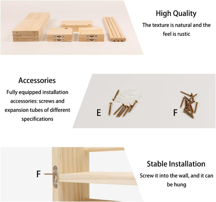 3Stück 40cm Bücherregal Kinder Wand Set Bücherregal Holz Wandregal Massiv Kiefer Schweberegale Schwe