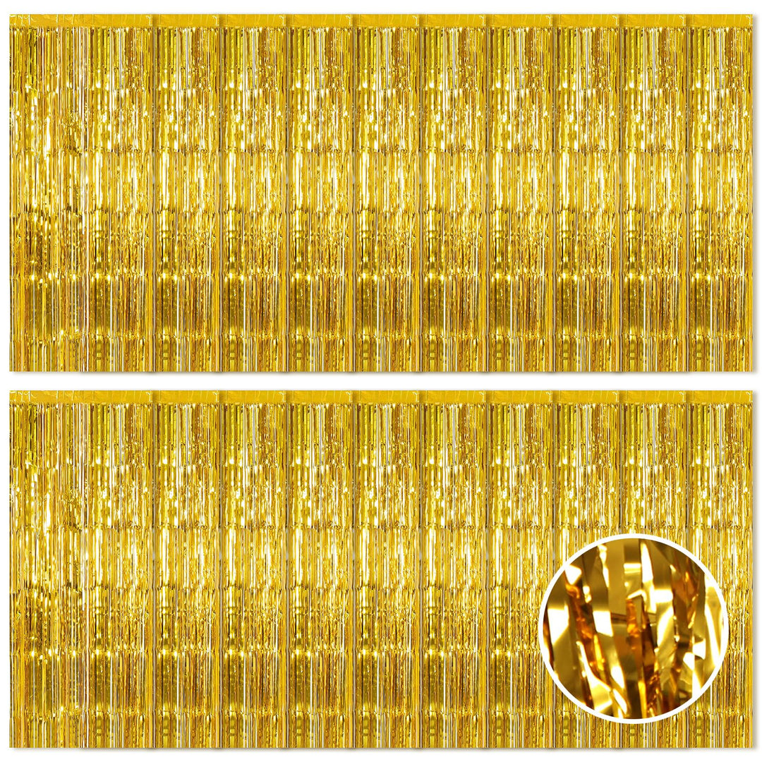 20 Stück Golden Lametta Vorhänge 1 x 2.5M Tinsel Curtain Folien Fransen Metallic Lametta Vorhange Go