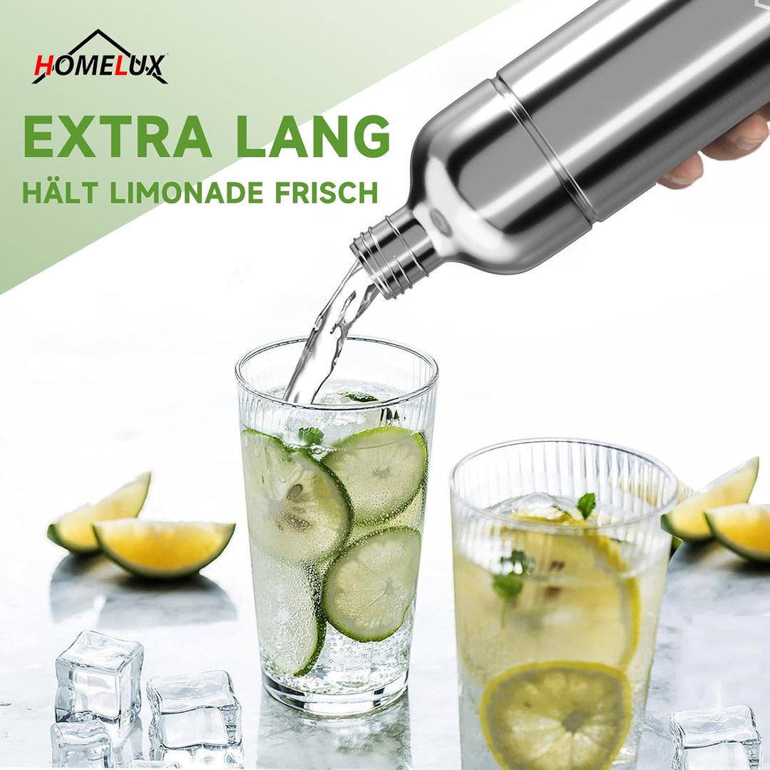 HOMELUX 1L Edelstahl Flasche, Kompatibel mit Philips und anderen Wassersprudler, Spülmschinenfeste T