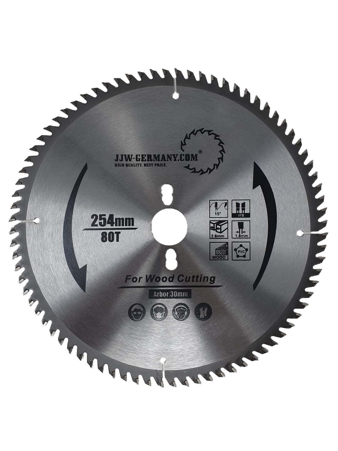 jjw-germany HM-Kreissägeblätter 254 x 30 negativer Spanwinkel für Kappsägen in Industriequalität… (2