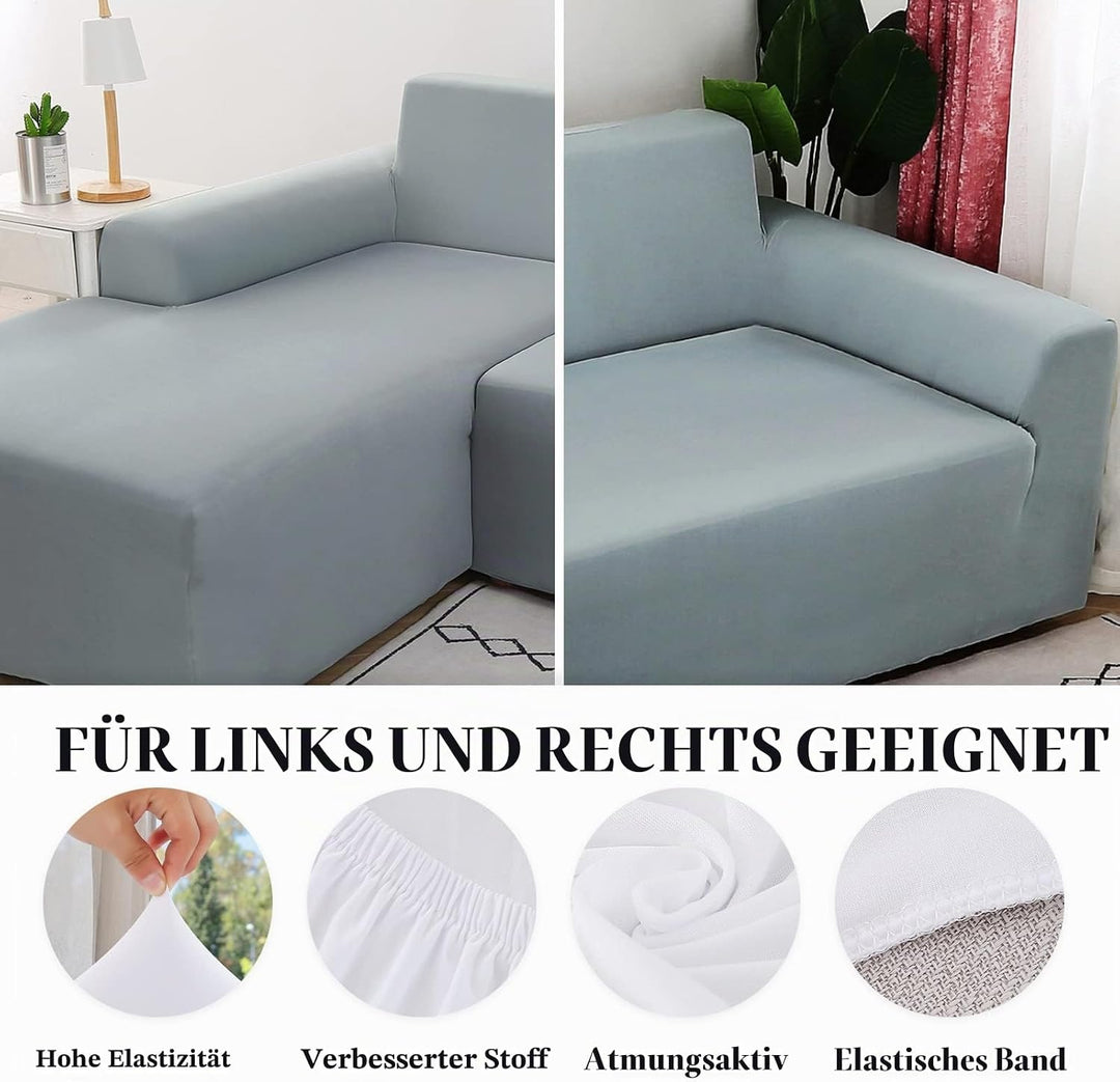 Jaotto Sofa Überwürfe Sofabezug Elastische Spandex Stretch Sofabezüge Couchbezug für L-Form Sofa Uni