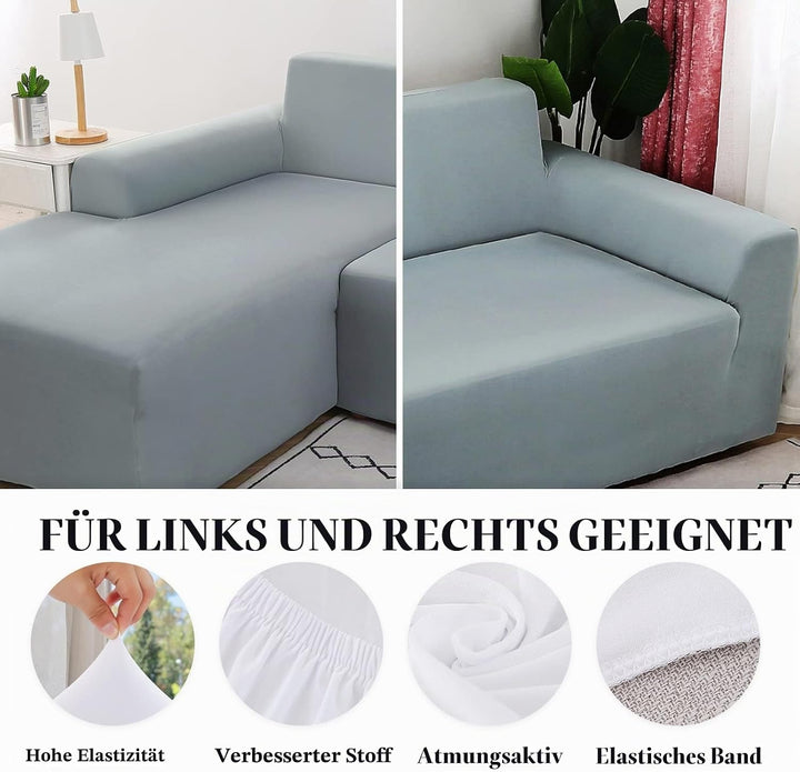 Jaotto Sofa Überwürfe Sofabezug Elastische Spandex Stretch Sofabezüge Couchbezug für L-Form Sofa Uni