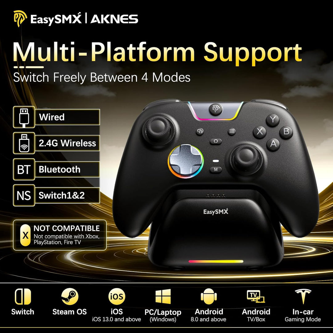 AKNES EasySMX X05Pro PC-Controller für PC/Switch/Android/iOS, Leise Spieltasten, Hall-Effekt-Joystic