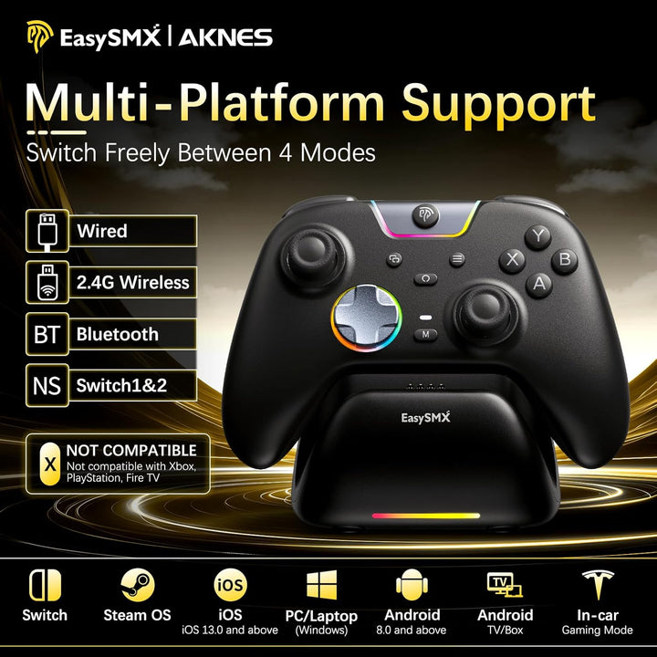 AKNES EasySMX X05Pro PC-Controller für PC/Switch/Android/iOS, Leise Spieltasten, Hall-Effekt-Joystic
