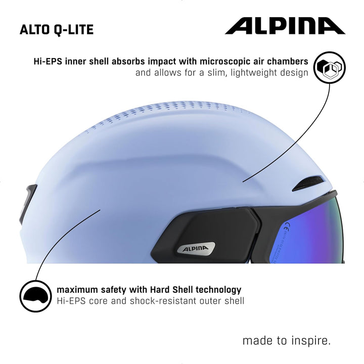 ALPINA ALTO Q-LITE - Sicherer, Stossabsorbierender & Individuell Anpassbarer Skihelm Mit Kontrastver