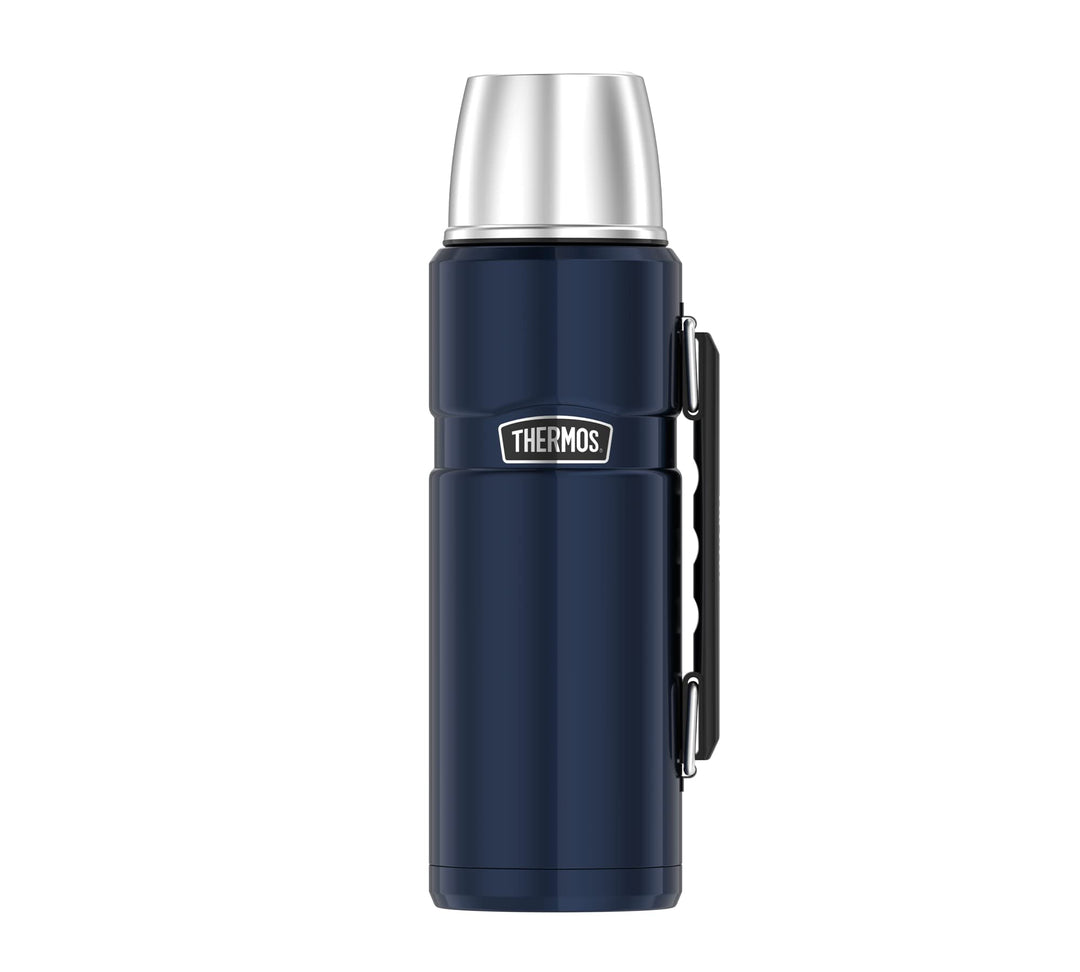 Thermos Stainless King Thermosflasche blau 1,20l - Edelstahl, absolut dicht, mit Trinkbecher und Gri