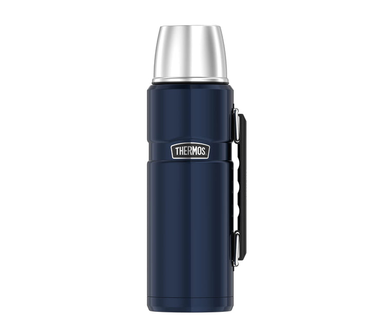 Thermos Stainless King Thermosflasche blau 1,20l - Edelstahl, absolut dicht, mit Trinkbecher und Gri