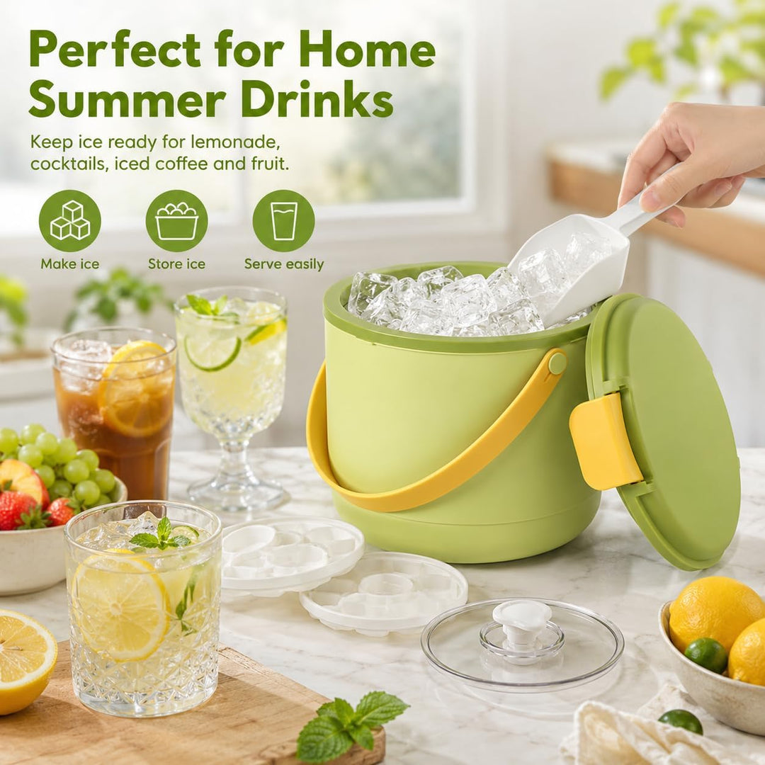 Eiswürfelbehälter,2.6L Eiswürfelbehälter Mit Deckel,Eisbehälter,Eiseimer Mit Ice Cube Tray Lässt Sic
