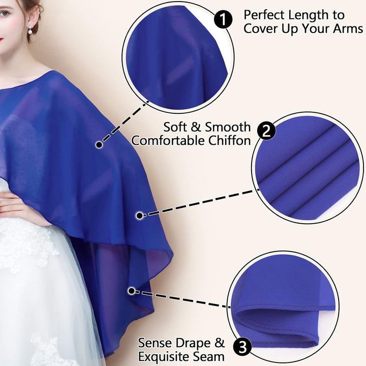 Ladiery Sheer Chiffon Capes Weiche Capelets für Frauen, leichte Tücher und Wraps für Abendpartykleid