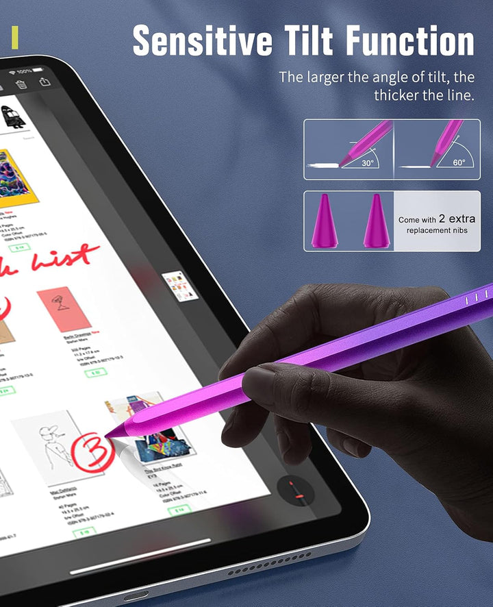 TiMOVO Stylus Pen für iPad 2nd Generation mit Palm Rejection für iPad Pro, Air, Mini, Lila Farbverla