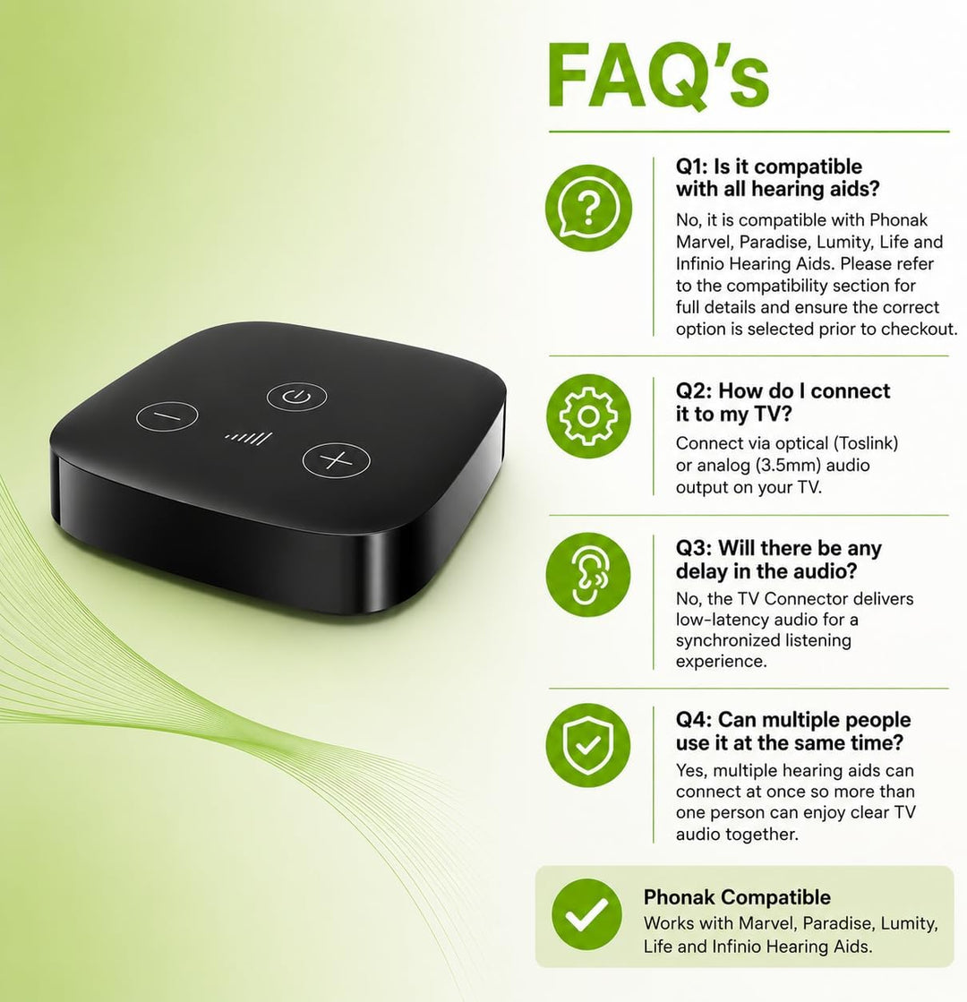 Phonak TV Connector – Kompatibel mit Phonak Marvel-, Paradise-, Lumity-, Life- und Infinio-Hörgeräte