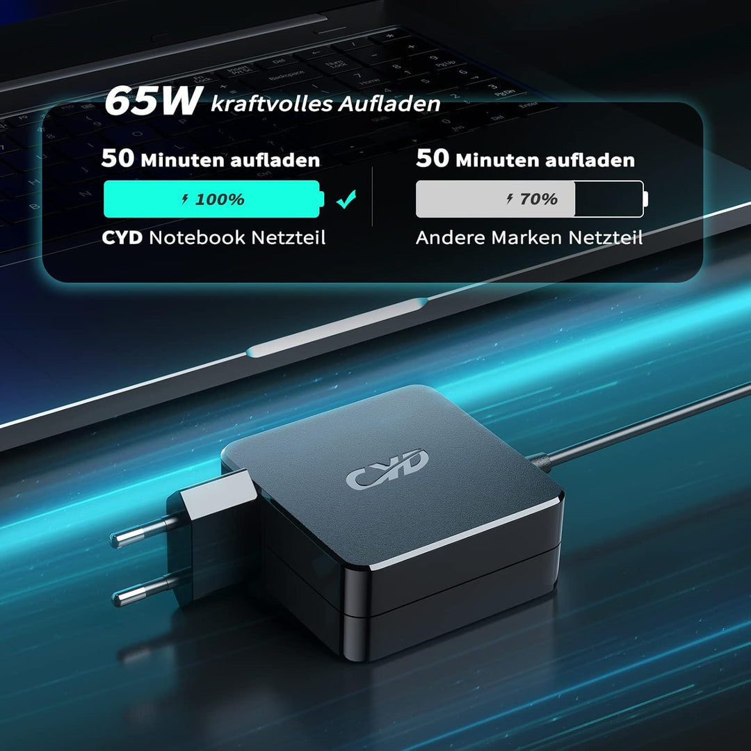 CYD 65W USB C Notebook Netzteil für Ladekabel-Lenovo X280 X380 L390 E480 E490 E580 E590 E495 R480 S1