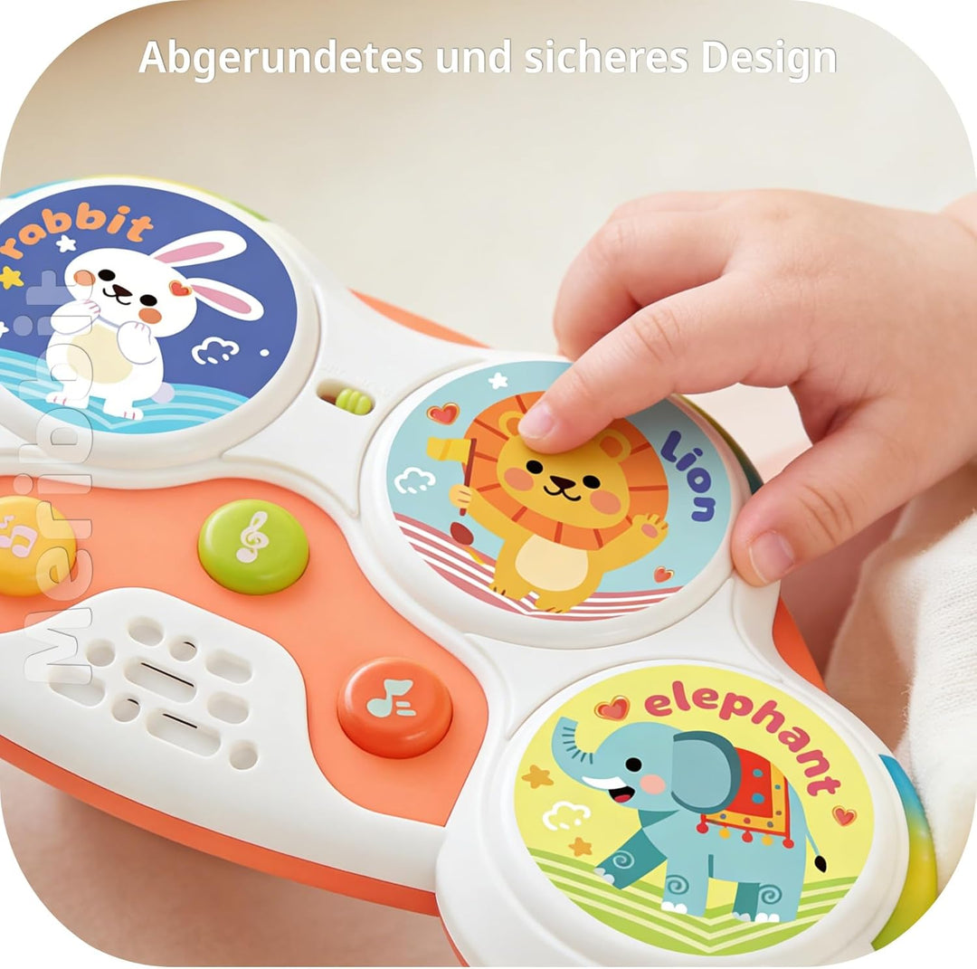 Montessori-Spielzeug Musikspielzeug Trommel ab 2-5 Jahre, Sinnesförderndes Spielzeug mit 3 Musikmodi