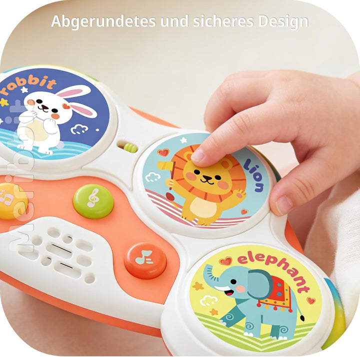 Montessori-Spielzeug Musikspielzeug Trommel ab 2-5 Jahre, Sinnesförderndes Spielzeug mit 3 Musikmodi
