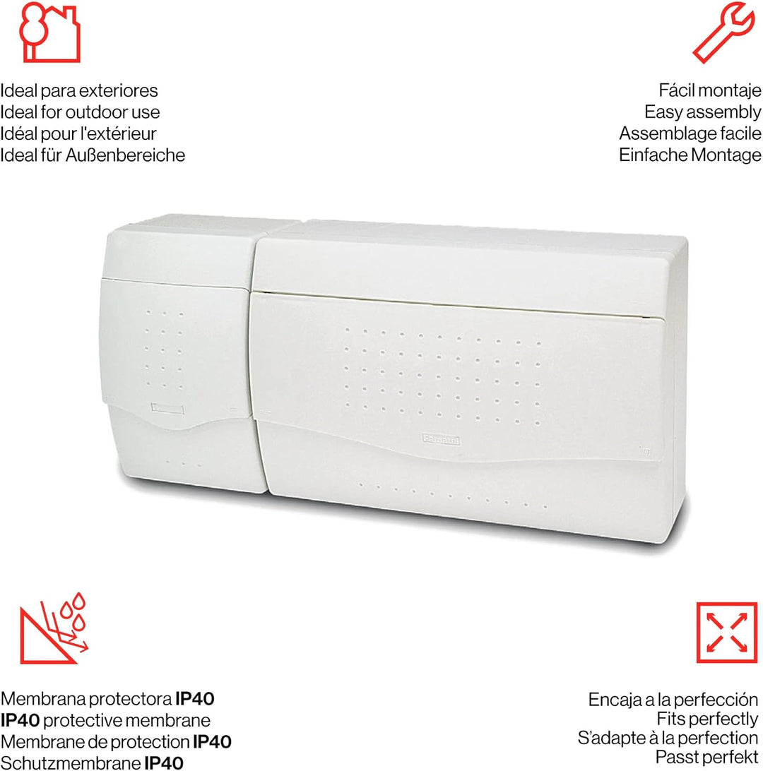 FAMATEL – Aufputzschrank Nuova | IP40 | ICP 32+14 Elemente | 195x404x100 | Lichtundurchlässige Tür