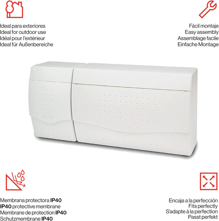 FAMATEL – Aufputzschrank Nuova | IP40 | ICP 32+14 Elemente | 195x404x100 | Lichtundurchlässige Tür