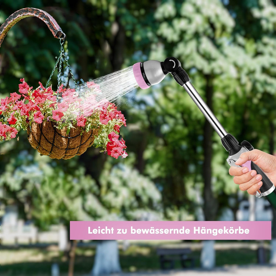 RESTMO Garten Giessstab Metall, 42cm Lang Gartenbrause mit Stiel, 180° schwenkbaren Kopf Stabbrause