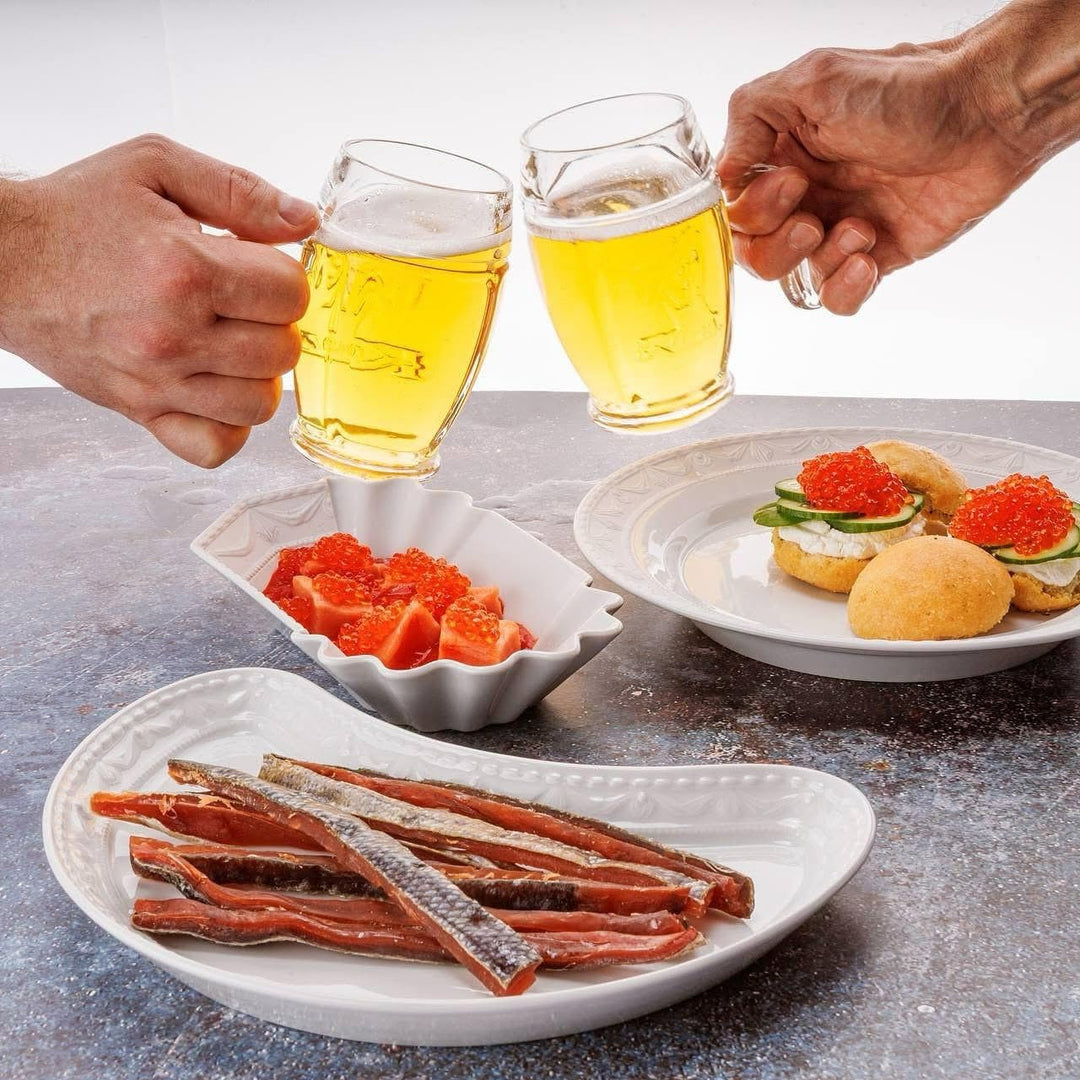 KPM Berlin KURLAND Currywurstschalen-Duo-Set mit 2 Piekern, Porzellan, Schalen-Set, Pommesschalen, h