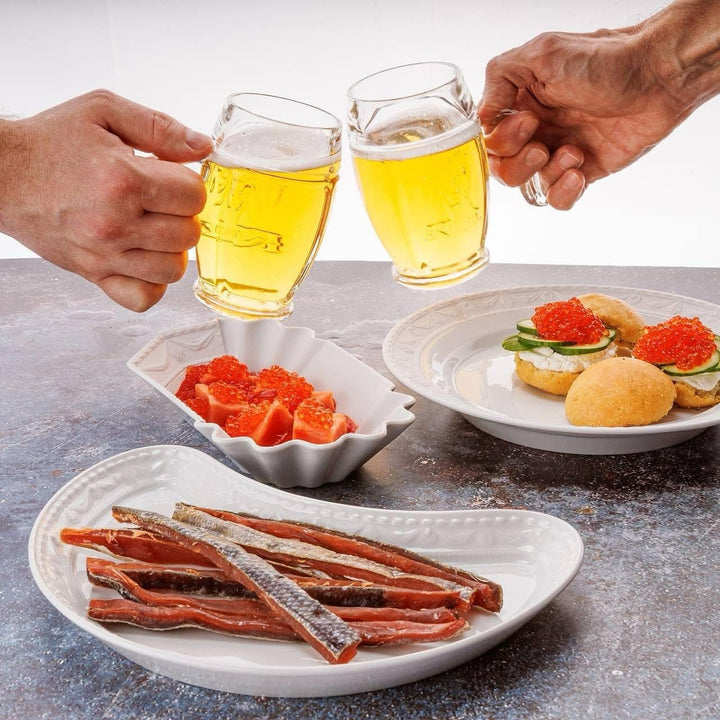 KPM Berlin KURLAND Currywurstschalen-Duo-Set mit 2 Piekern, Porzellan, Schalen-Set, Pommesschalen, h