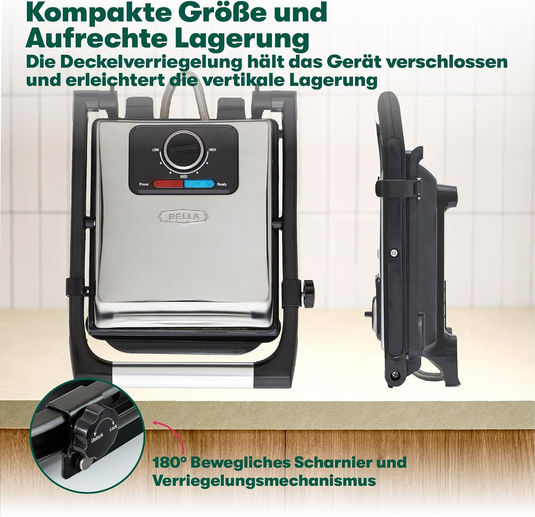 bella Panini-Presse, Sandwichmaker und elektrischer Indoor-Grill mit doppelten antihaftbeschichteten