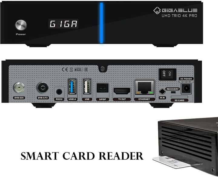 GigaBlue UHD Trio 4K PRO - 1xDVB-S2X MS + 1xDVB-C/T2 Combo-Receiver für Sat, Kabel/T2 Signal, E2 Lin