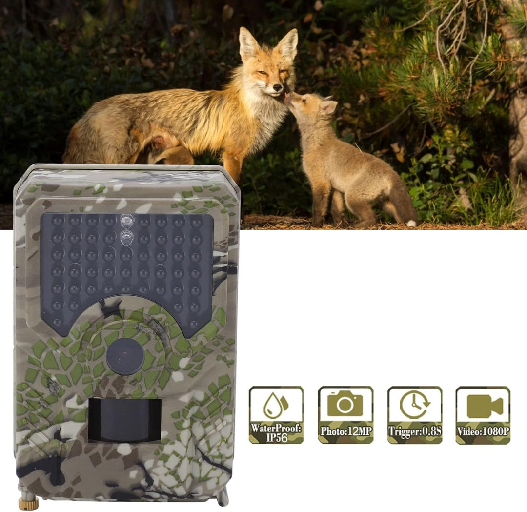 Eujgoov PR200 12MP HD 1080P Wildkamera wasserdichte IP56-Kamera Jagdkamera für Wildtiere