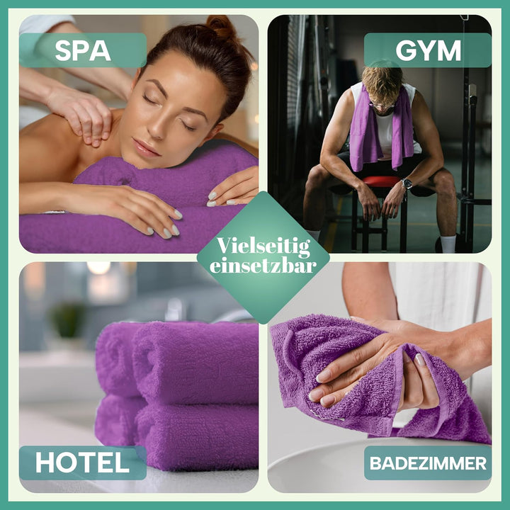 NatureMark 8X, 100% Baumwolle, Lila, 8er Pack Handtücher 50x100cm, 8, Lila
