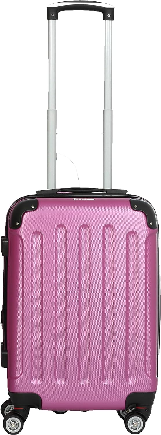 INVIDA Glüückskind Luxus Hartschalen Koffer Trolley mit 4 Zwillingsrollen in Pink Grösse: L L Pink,