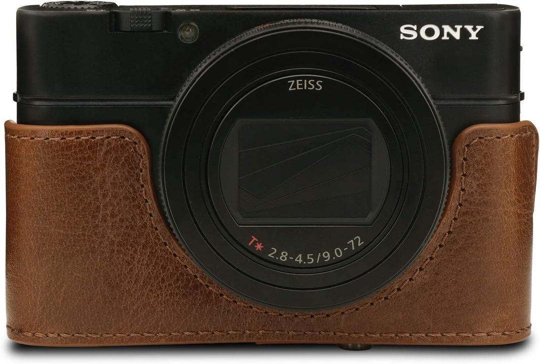 MegaGear MG1728 Ever Ready Echtleder Kameratasche mit Trageriemen kompatibel mit Sony Cyber-Shot DSC