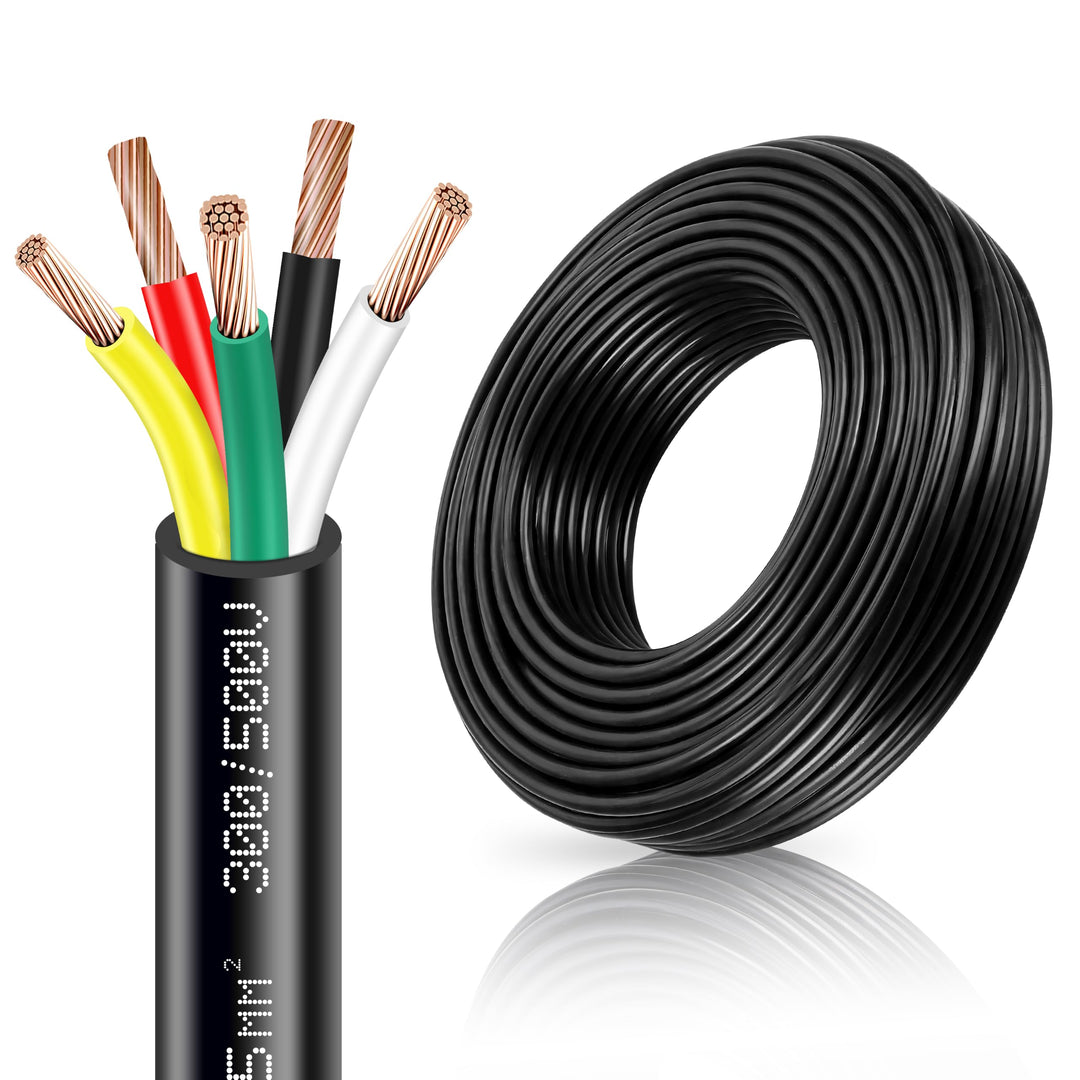 5 x 0,75 mm² 5 Kernanhängerkabel 12 V 24-V Caravan-Kabel Runde, dünnwandiges Elektrokabel für LED-Le