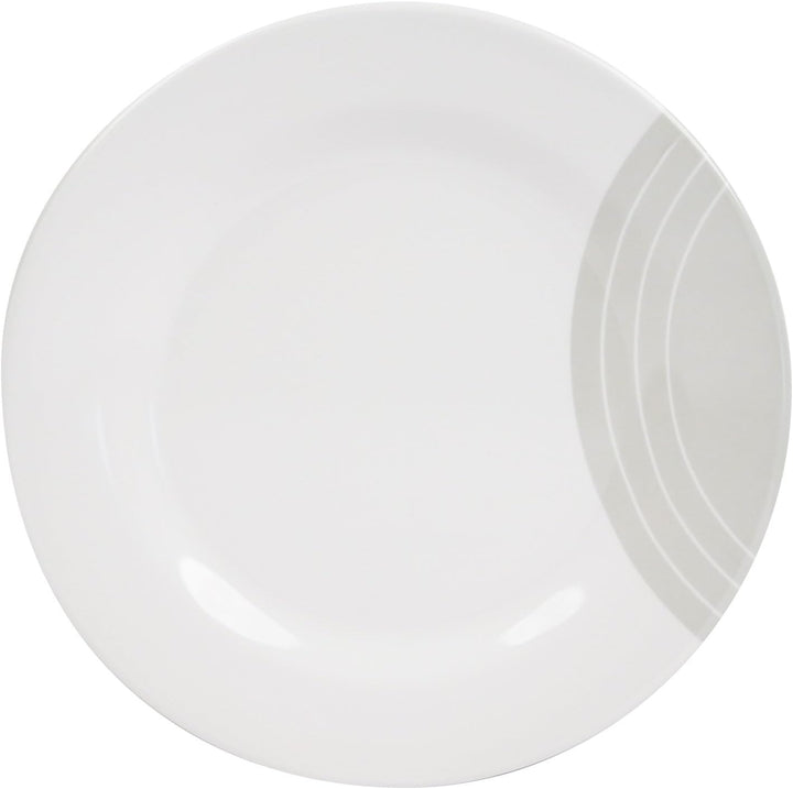 100% Melamin Geschirr Circle elfenbeinweiss/grau/rund - Set wählbar 1, 2, 4 oder 6 Personen - Outdoo