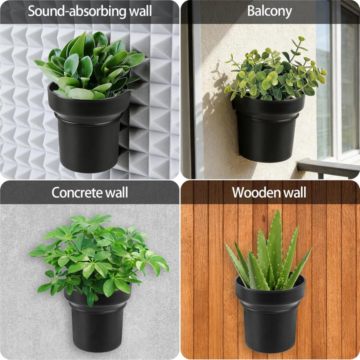 HA BIN Wandblumentopf für Akustikpaneele – 2er-Set kleine PP-Blumentöpfe Ø10×H10cm mit Halterungen f