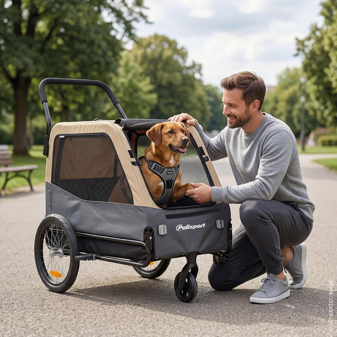 Polisport Hundeanhänger &amp; 2-in-1-Kinderwagen Grösse M &amp; XL, M