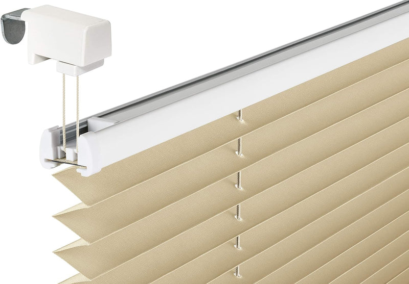 SchattenFreude Klemmfix-Plissee für Fenster | Mit Klemm-Haltern | Ohne Bohren | Beige, Breite: 135cm