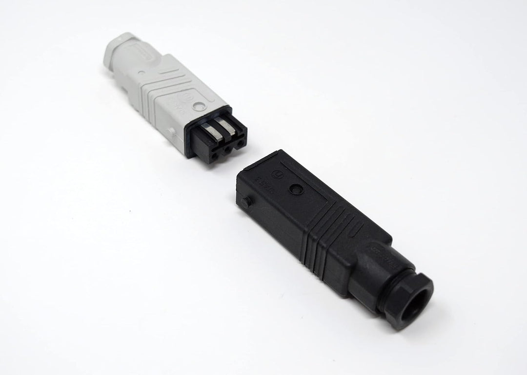 Hirschmann-Kupplung Stecker-Set für Jalousien, Markisen, Rollläden. 230 V. STAS 3 + STAK 3