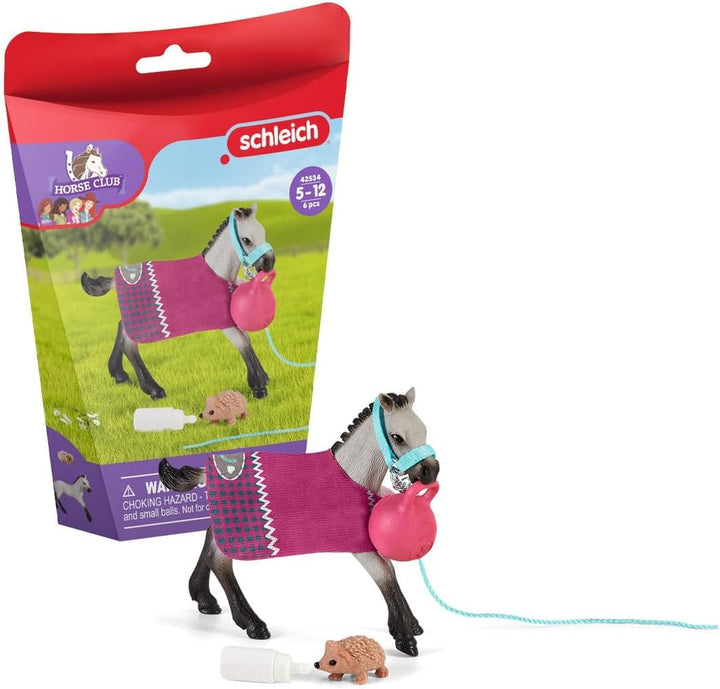 schleich HORSE CLUB 42534 Spielset mit Fohlen - Pferde Spielzeug Set mit Abnehmbarer Decke, Flasche