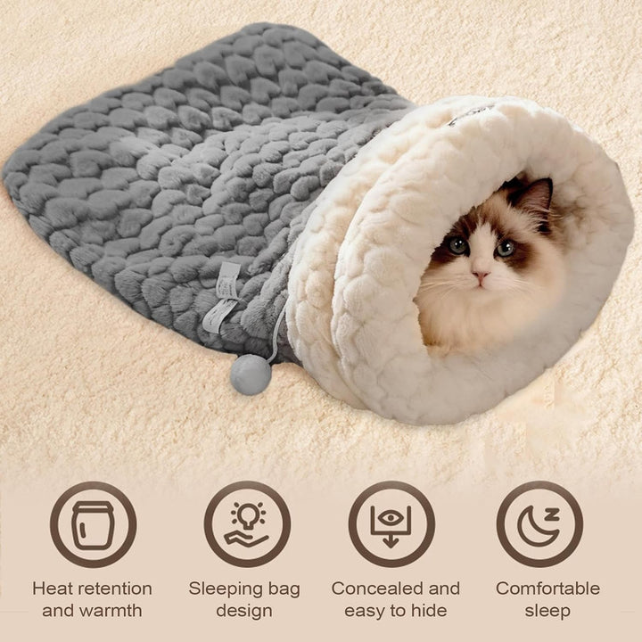 Katzenschlafnest,Kuschelig Warmes Bett Zum Schlafen | Umhüllter Weicher Warmer Schlafsack Für Katze
