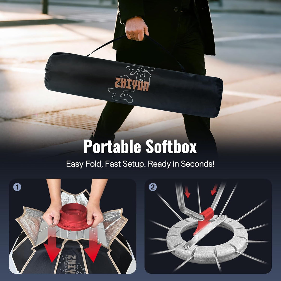 ZHIYUN [Official] 65cm Laterne Softbox Bowens, Universal für Licht mit Bowens Mount, für ZHIYUN G200