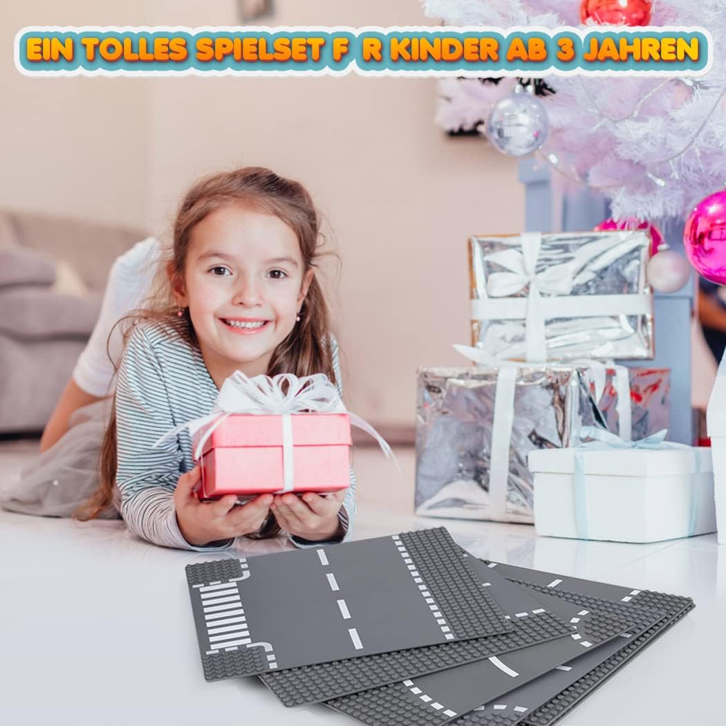 Lekebaby 12 Platten-Set Stadt Strassen Grundplatte, 25.5 * 25.5cm Strassenplatten 100% Kompatibel mi