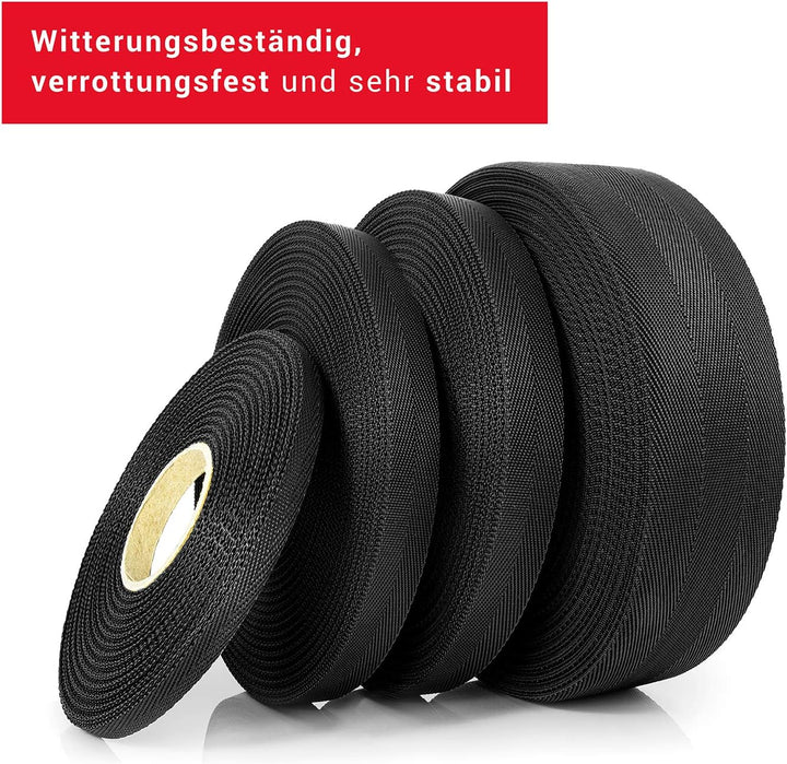 Effaband Baumanbinder 25m schwarz Breite 20 mm/Pflanzenbinder zur Baumbefestigung aus witterungsbest