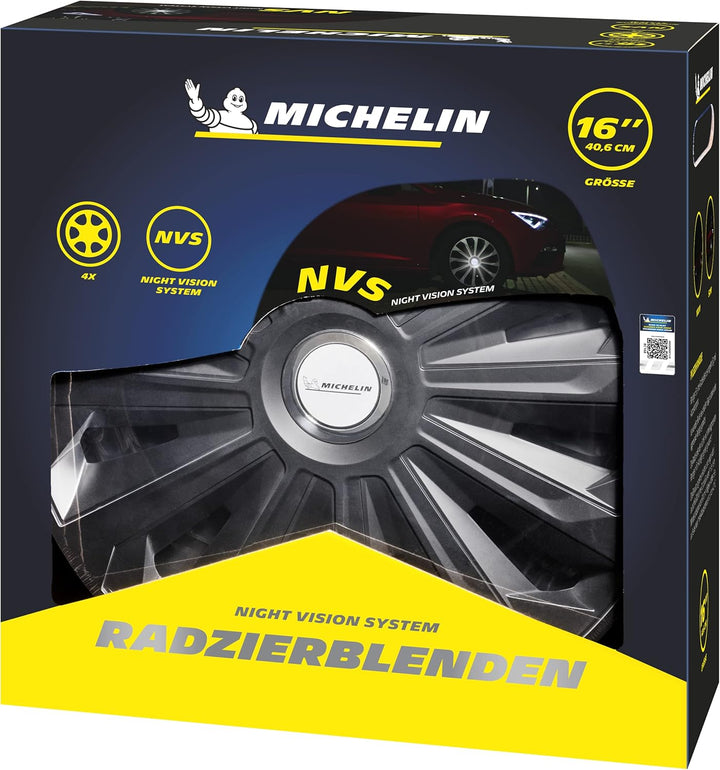 MICHELIN Radkappen 16 Zoll Universal Radzierblenden Fabienne 4er Set Fürs Auto ABS Kunststoff | Schw