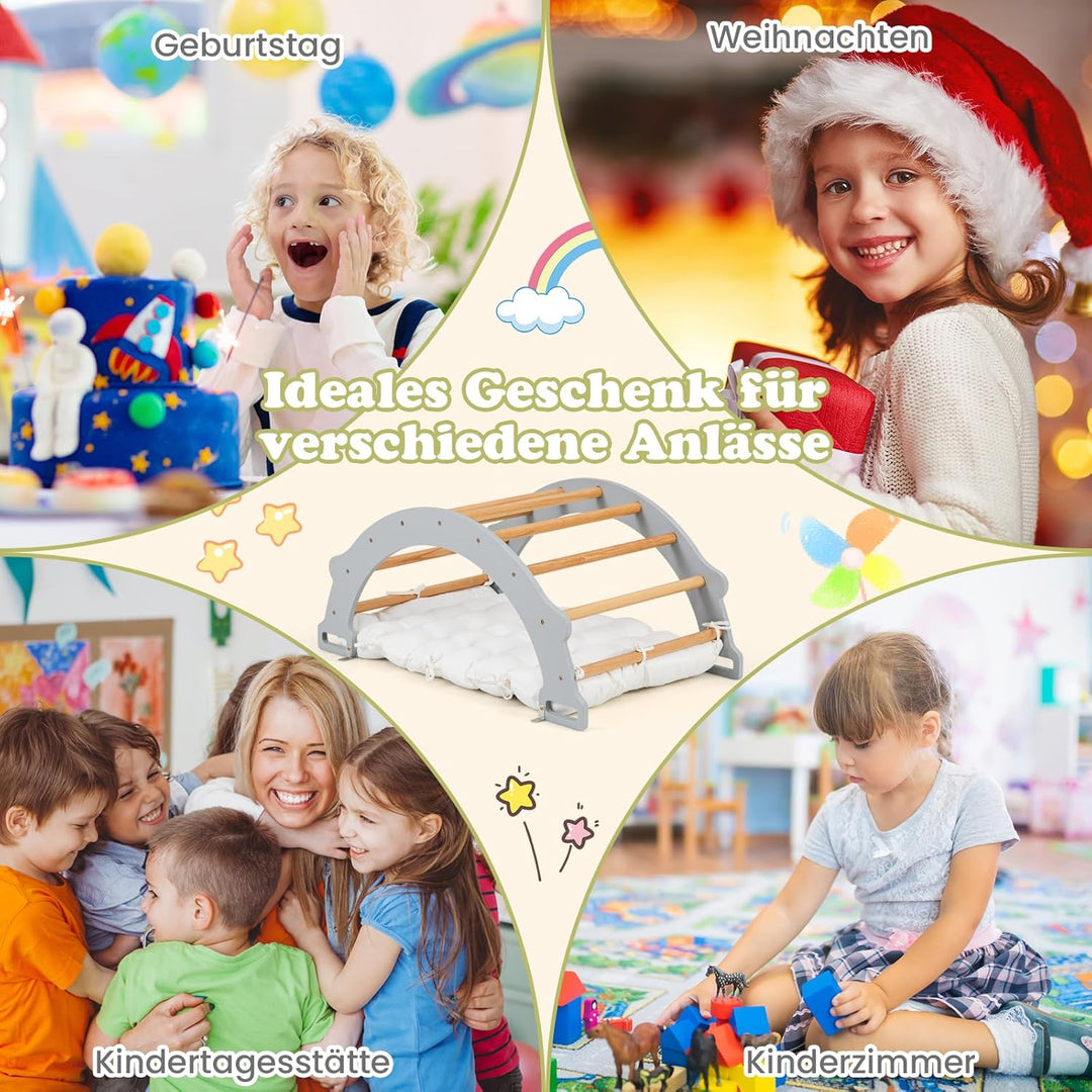 COSTWAY Kletterbogen mit weichem Kissen, Kletterdreieck zum Wippen, Klettern und Krabbeln, Indoor Kl